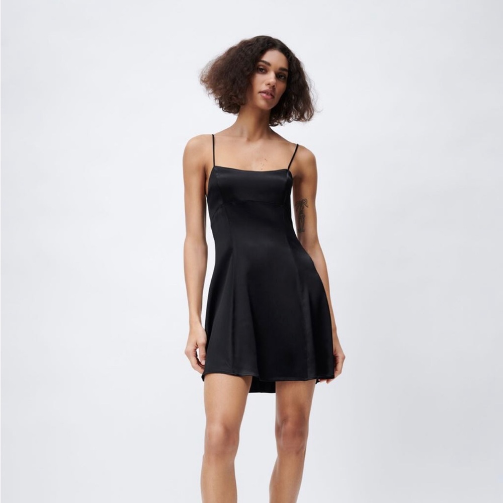 Zara black satin dress